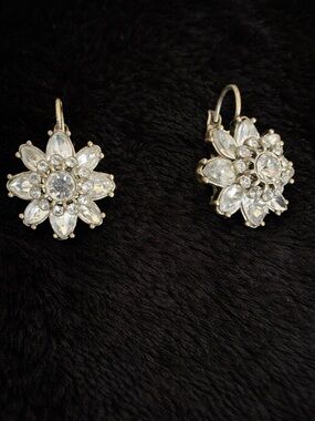 Chloe + Isabel Silver Clear Crystal Flower Drop Earrings